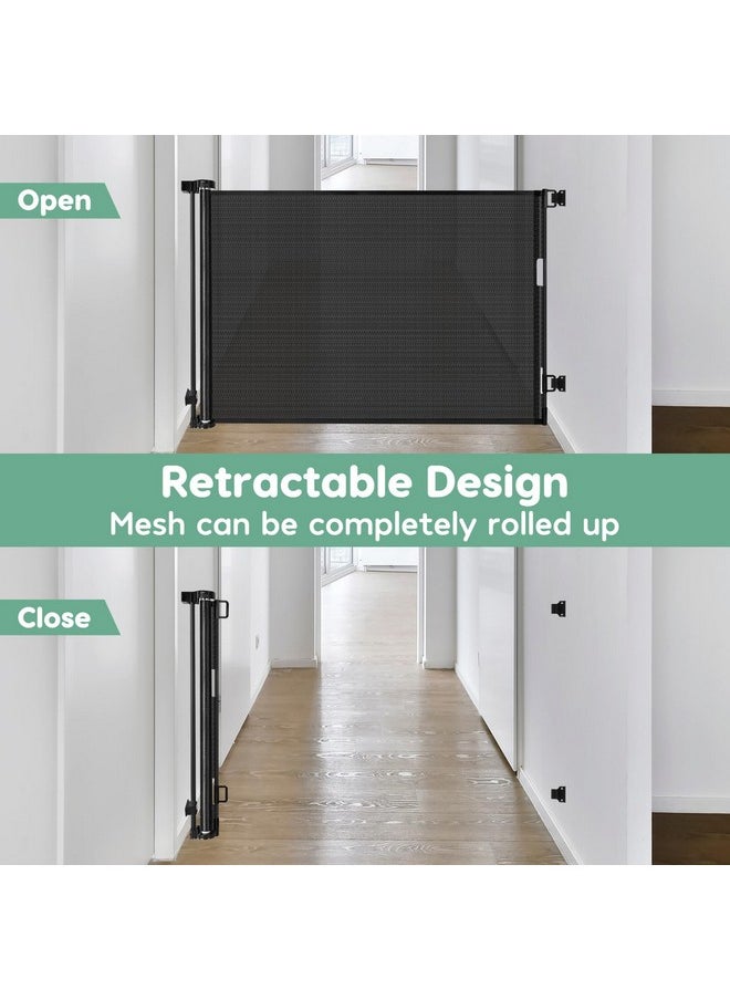 BETERTEK 55 Inch Retractable Baby Gate Retractable Dog Gate For The House Retractable Pet Gate For Dogs Indoor Retractable Baby Gates For Doorways Mesh Baby Gate Retractable Mesh Gates For Kids Or Pets (Black)  - Image 3