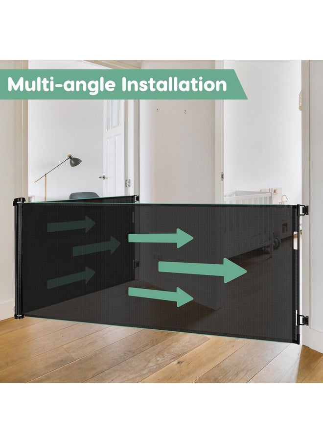 BETERTEK 55 Inch Retractable Baby Gate Retractable Dog Gate For The House Retractable Pet Gate For Dogs Indoor Retractable Baby Gates For Doorways Mesh Baby Gate Retractable Mesh Gates For Kids Or Pets (Black)  - Image 4