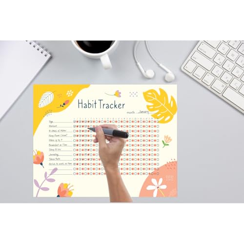 Kelenate® (Rectangle) Habit Tracker Calendar - Inspirational Habit Journal - 12 Sheets Daily Habit Tracker Journal and Goal Board - Motivational Goal Journal - Great Tool For Productivity And Workout (Design-3) - Image 4