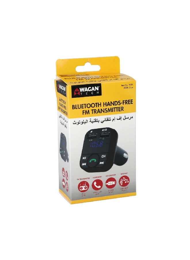 WAGAN Durable ABS Plastic Bluetooth Hands-Free FM Transmitter Black 4.6 x 7.6 x 15.2 cm 2036  - Image 2
