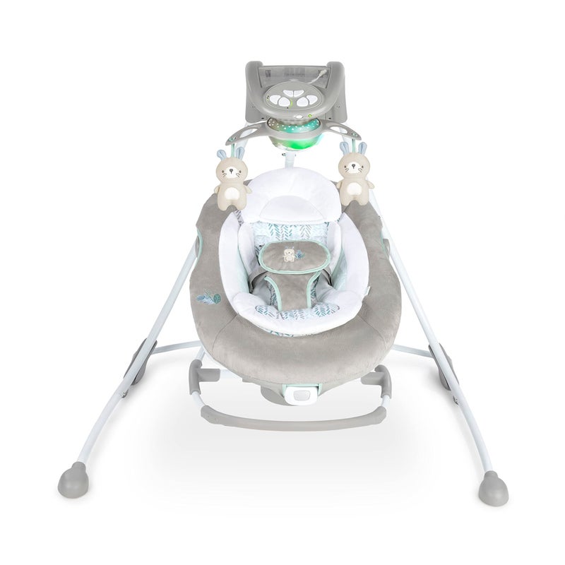 ingenuity Ingenuity InLighten 2in1 Baby Swing Rocker with Vibrations Swivel Seat EasyFold Sounds Lights 09 Months Up to 20 lbs Spruce