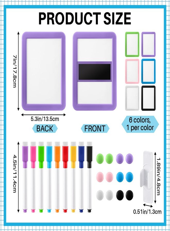 Lincia 6 Pack Magnetic Dry Erase White Board, 5"x7" Board with 14 Markers, Small Dry Erase Whiteboard with Magnetic for School Locker, Office, Refrigerator, Students, Girls - Image 2