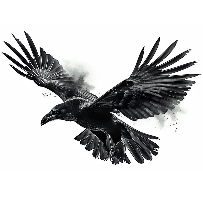 Dopetattoo 6 sheets Temporary Tattoos Raven Tattoos Crow Fake tattoos for Men Women Neck Arm Chest
