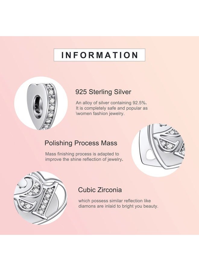 NINGAN I Love Auntie Charm for Bracelet - Mothers Day & Birthday Gifts for Women 925 Sterling Silver Heart Cubic Zirconia Bead for Necklace - Image 4