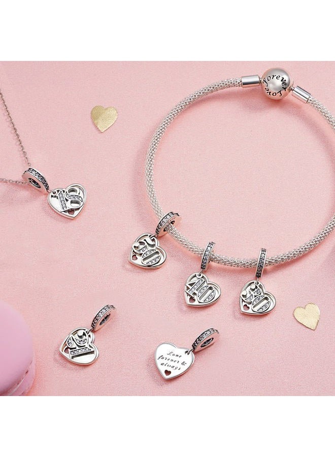 NINGAN I Love Auntie Charm for Bracelet - Mothers Day & Birthday Gifts for Women 925 Sterling Silver Heart Cubic Zirconia Bead for Necklace - Image 2