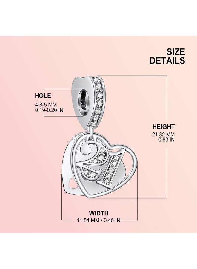 NINGAN I Love Auntie Charm for Bracelet - Mothers Day & Birthday Gifts for Women 925 Sterling Silver Heart Cubic Zirconia Bead for Necklace - Image 5