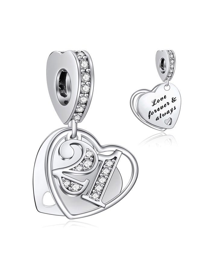 NINGAN I Love Auntie Charm for Bracelet - Mothers Day & Birthday Gifts for Women 925 Sterling Silver Heart Cubic Zirconia Bead for Necklace - Image 1