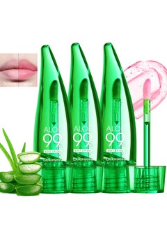 Mrettick Lip Balm 3PCS Aloe Vera Long Lasting Nutritious Lip Oil Color Changing Tinted Lip Balm Set Natural Plumping Hydrating Easy Brush Application Cute Portable Design Unisex 