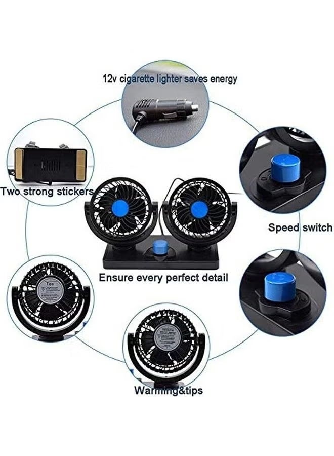 مروحة تبريد للسيارة 24V – برأسين قابلين للدوران 360 درجة – تعمل بمنفذ DC - Image 2