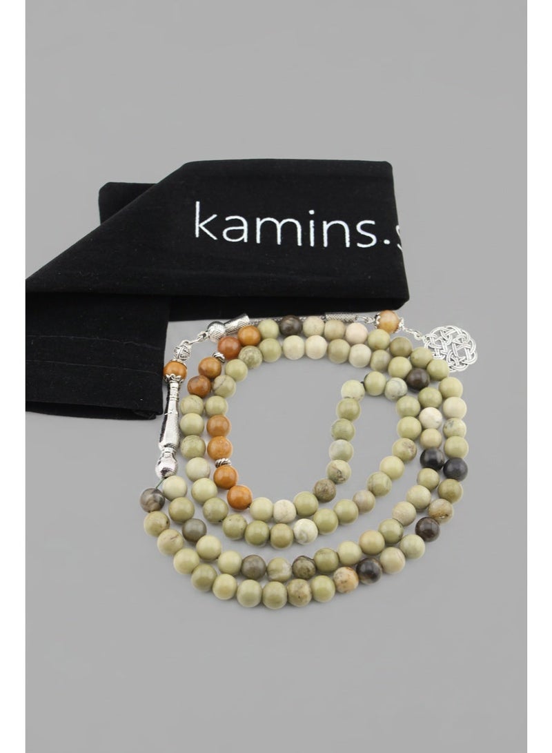 Kamins Collection Moss Agate & caramel Agate / 99 Bead Prayer Beads - Image 1