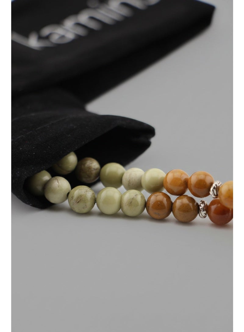 Kamins Collection Moss Agate & caramel Agate / 99 Bead Prayer Beads - Image 2