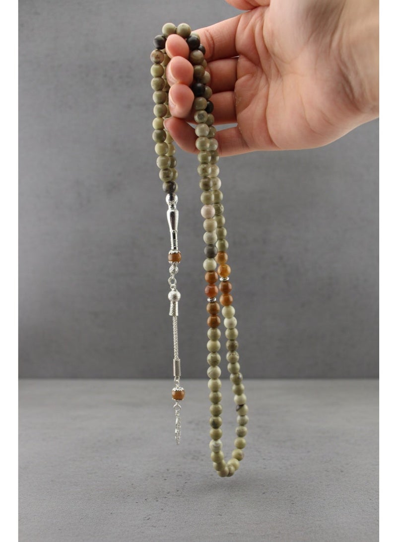 Kamins Collection Moss Agate & caramel Agate / 99 Bead Prayer Beads - Image 5