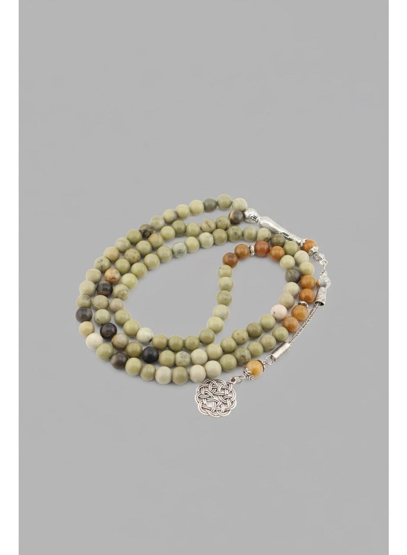 Kamins Collection Moss Agate & caramel Agate / 99 Bead Prayer Beads - Image 4