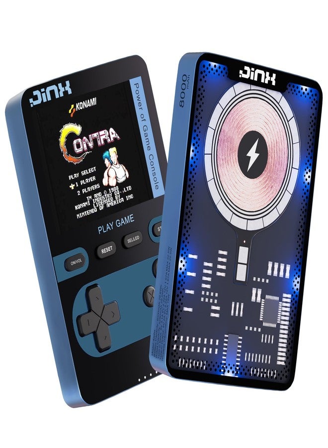 جينكس بنك طاقة مغناطيسي لاسلكي JINX Alpha مع لعبة فيديو كلاسيكية | ألعاب مدمجة كلاسيكية مع بنك الطاقة | بنك طاقة ليثيوم بوليمر 8000 مللي أمبير 15 وات متوافق مع Magsafe، شحن سريع لأجهزة iPhone وAndroid (أزرق) - Image 1