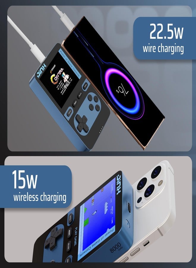 جينكس بنك طاقة مغناطيسي لاسلكي JINX Alpha مع لعبة فيديو كلاسيكية | ألعاب مدمجة كلاسيكية مع بنك الطاقة | بنك طاقة ليثيوم بوليمر 8000 مللي أمبير 15 وات متوافق مع Magsafe، شحن سريع لأجهزة iPhone وAndroid (أزرق) - Image 5
