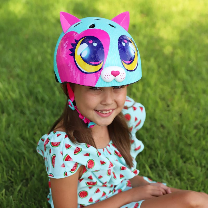 Raskullz Sparklez Peace Love Kitty Helmet, Pink, Ages 3+, Multicolor - Image 2