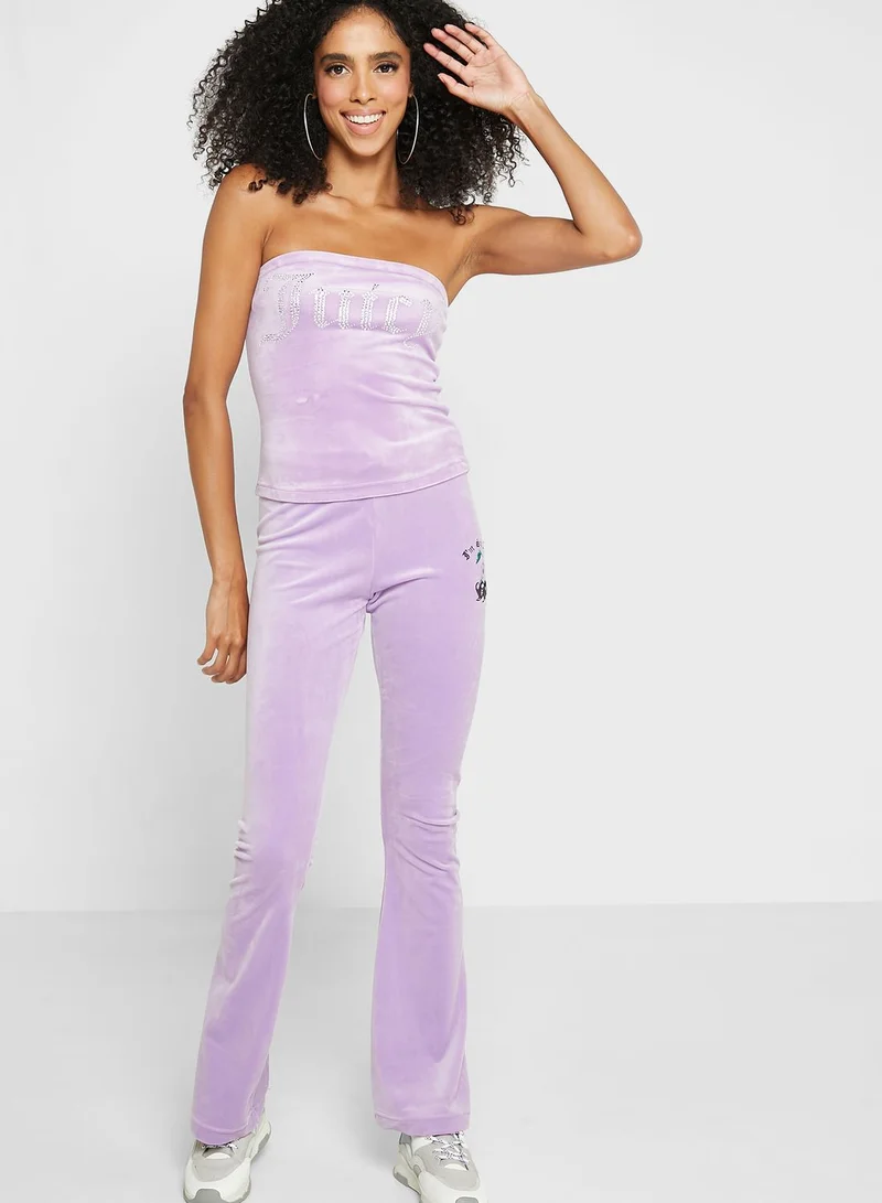 Juicy Couture Logo Bardot Crop Top