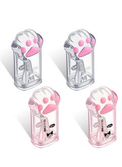 Generic Cute Cat Paw Pencil Sharpeners - 4Pcs Kawaii Manual Sharpeners with Lid for Kids, Office, Home, and School Supplies (Pink and Grey) - Adorable Cat Claw Design  - Image 1