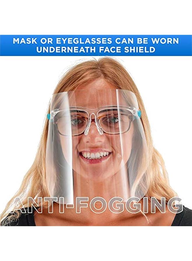 Arabest Salon World Safety Face Shields with Glasses Frames (Pack of 4) - Ultra Clear Protective Full Face Shields to Protect Eyes, Nose, Mouth - Anti-Fog PET Plastic Sanitary Droplet Splash Guard  - Image 4