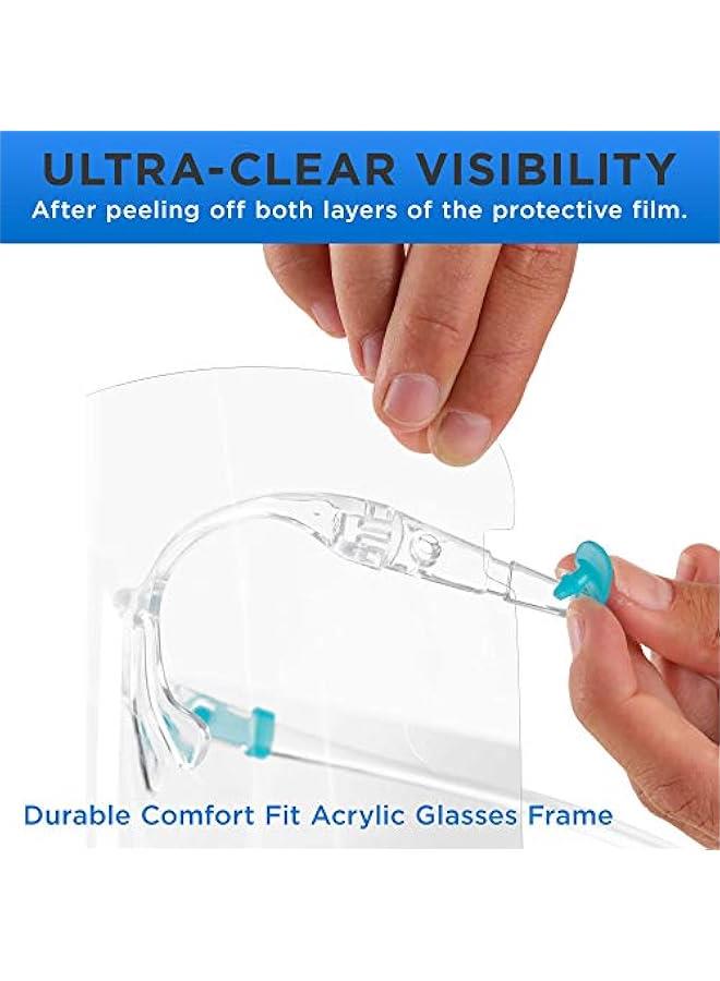 Arabest Salon World Safety Face Shields with Glasses Frames (Pack of 4) - Ultra Clear Protective Full Face Shields to Protect Eyes, Nose, Mouth - Anti-Fog PET Plastic Sanitary Droplet Splash Guard  - Image 5