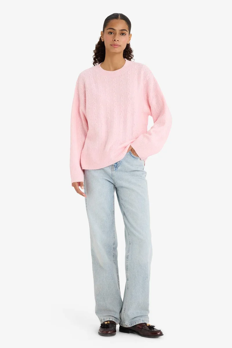 ديفاكتو Oversize Fit Crew Neck Knitwear Pullover