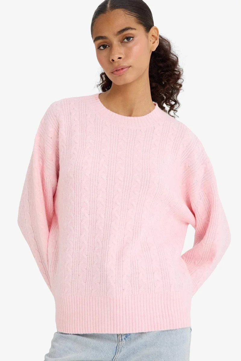 ديفاكتو Oversize Fit Crew Neck Knitwear Pullover