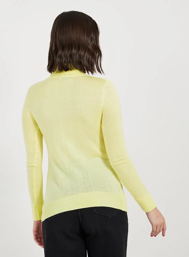 Styli Slim Fit Regular Length Turtle Neck Cable Knit Sweater