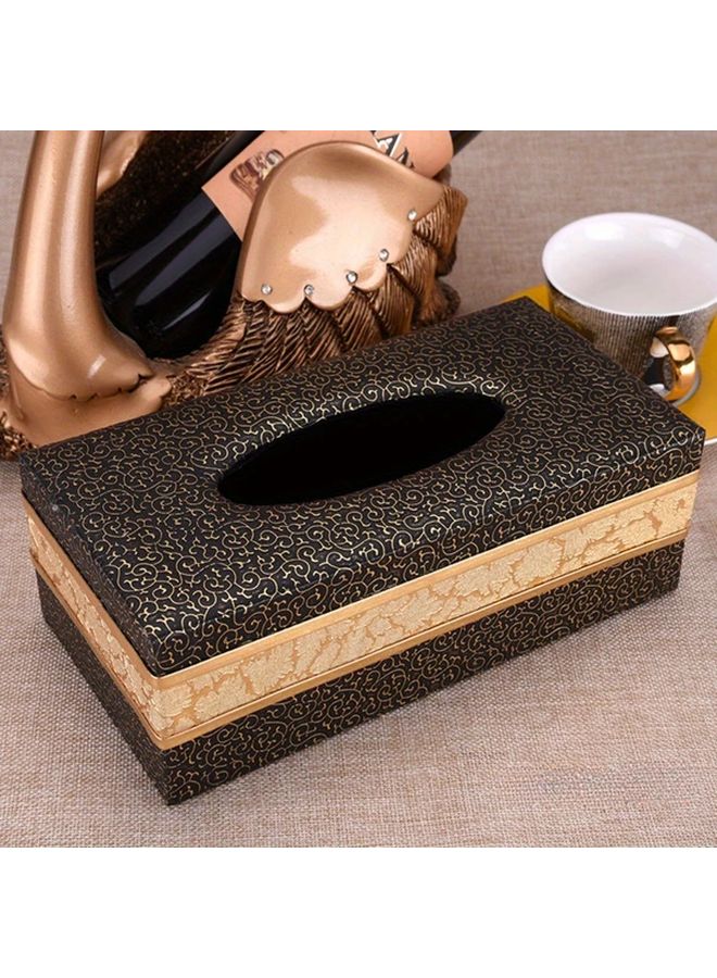 Brown Golden Vintage Faux Leather Tissue Box Holder Square Decorative For Home Car Hotel - Image 2