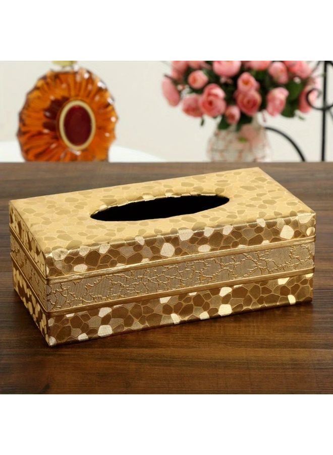 Brown Golden Vintage Faux Leather Tissue Box Holder Square Decorative For Home Car Hotel - Image 5