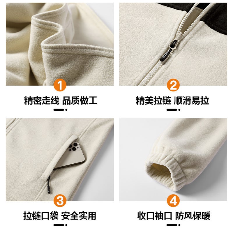 1990 Fleece Jacket Fleece-Lined Thickened Double-Sided Polar Fleece Loose Jacket Jacket Liner Fashion Brand Men And Women Couple Style - Image 4