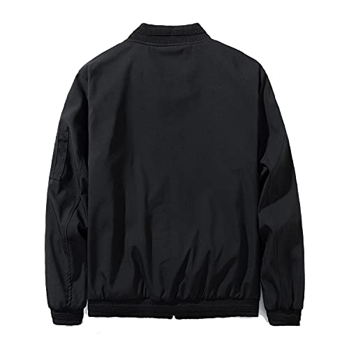 URBANFIND Men's Slim Fit Lightweight Sportswear Jacket Casual Bomber Jacket US S Black - Image 2
