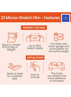 Nice Pack Clear Stretch Film Wrap or Cling Wrap for Pallet Wrapping, moving Heavy Duty Packages and for Home Shifting - 50CM 600gms  - Image 2