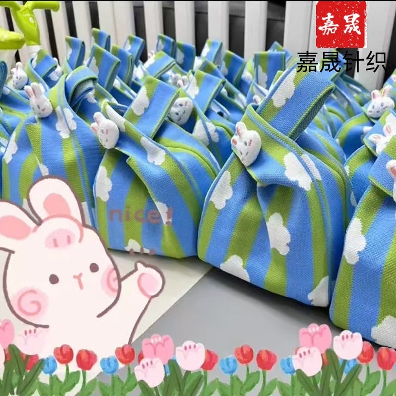 Knitted Bag, Popular Style, Floral Cartoon Knitted Bag, Korean And Japanese Version, Versatile Handbag For Women, Bucket Tote Bag - Image 2