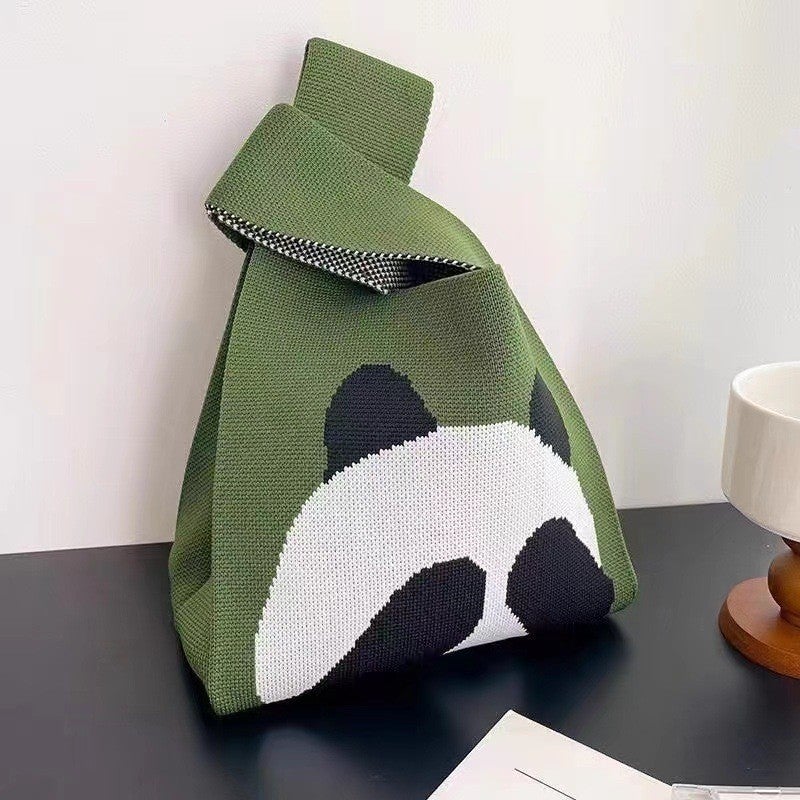 Knitted Bag, Popular Style, Floral Cartoon Knitted Bag, Korean And Japanese Version, Versatile Handbag For Women, Bucket Tote Bag - Image 3