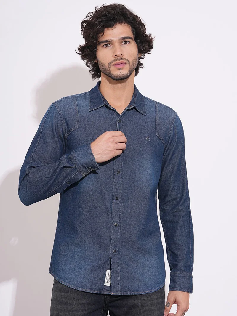 Being Human Men Slim Fit Solid Spread Collar Pure Cotton Casual Shirt