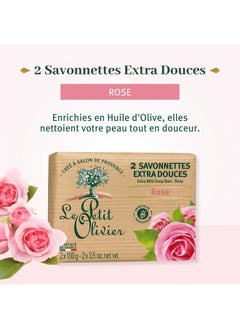LE PETIT OLIVIER Extra Mild Soaps Rose 2 X 3.5 Ozenriched With Olive Oil And Natural Extractscrueltyfree And Parabenfreemildhypoallergenic Bath Soapnatural Soap For Sensitive Skin  - Image 2