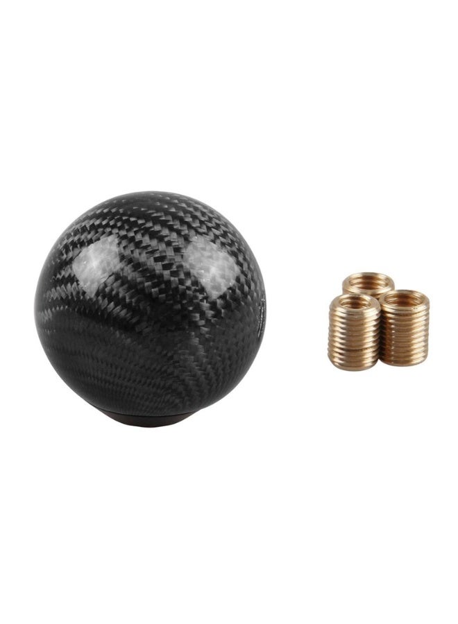 LAMAY Carbon Fiber Shift Knob Gear Shifter Knobs with 3 Adapters Round Ball Stick Shifter Level(BLACK) - Image 1
