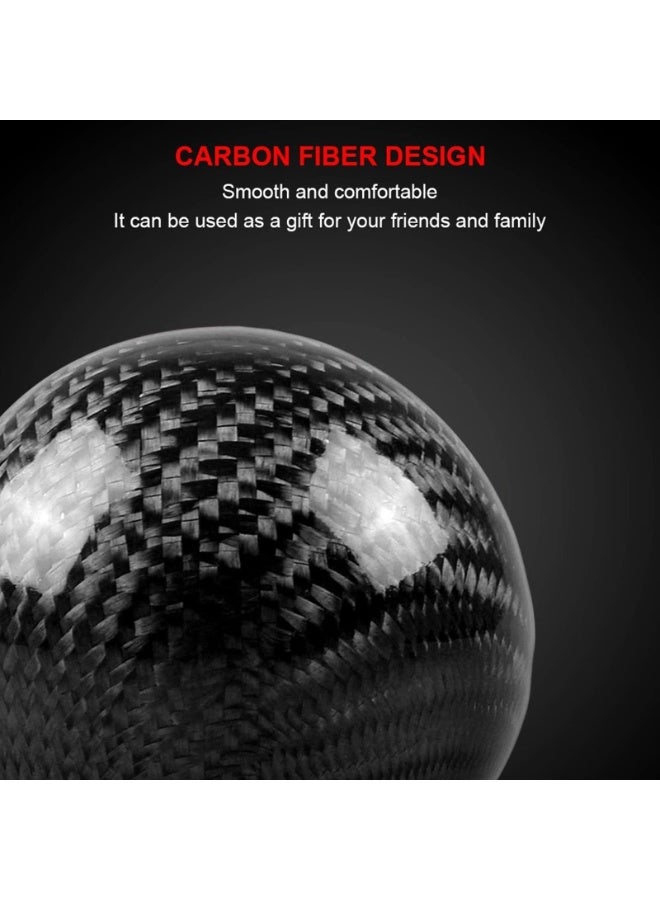 LAMAY Carbon Fiber Shift Knob Gear Shifter Knobs with 3 Adapters Round Ball Stick Shifter Level(BLACK) - Image 3