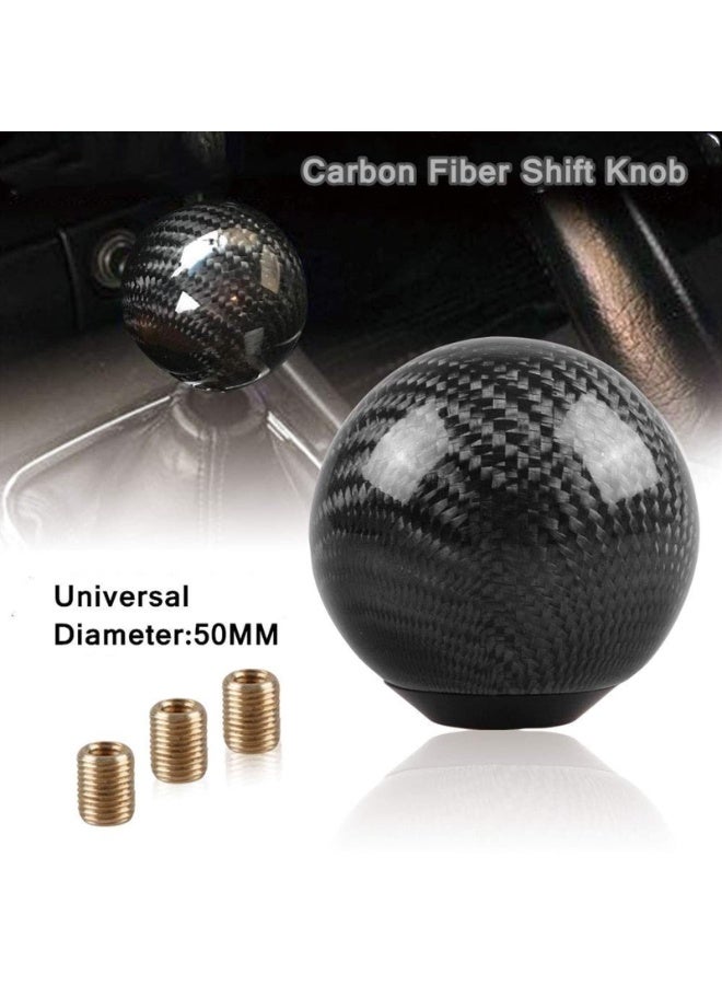 LAMAY Carbon Fiber Shift Knob Gear Shifter Knobs with 3 Adapters Round Ball Stick Shifter Level(BLACK) - Image 5