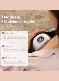 Chixing Electric Wearable Breast Pump, Portable Hands-Free Pump, 3 Modes & 9 Levels Memory Function, Rechargeable Milk Extractor with Massage & Breastfeeding Modes, Smart LED Display  - Image 3