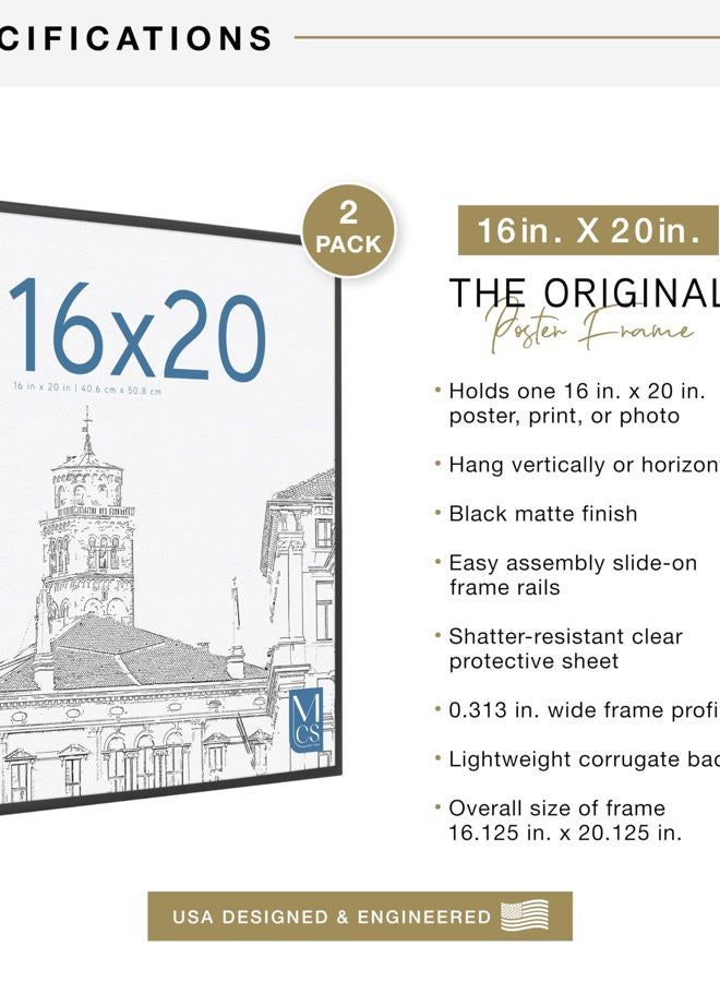 MCS 16x20 Inch Original Poster Frame 2-Pack, Black - Image 3