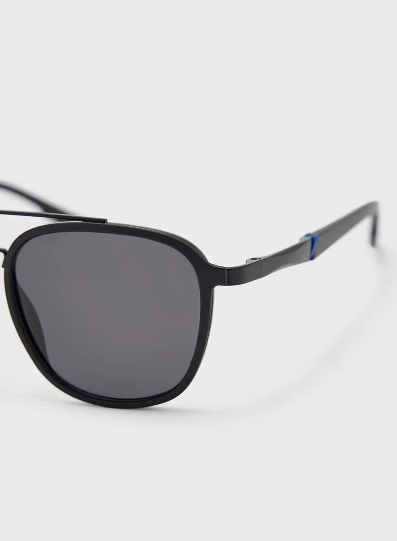 روبرت وود Polarized Lens Square Aviator Sunglasses
