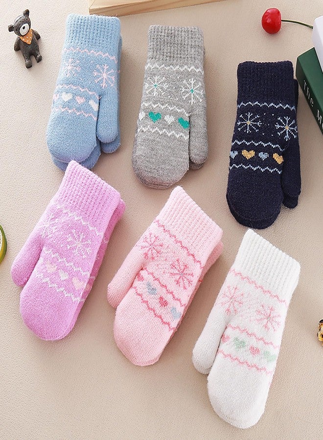 Wojgzon Baby Toddler Winter Warm Knit Mittens For Kids Girls Boys Cute Soft Elastic Thick Fleece Lined Cold Weather - Image 5