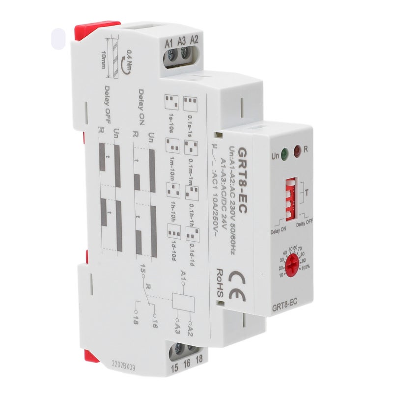 GEYA مرحل زمني مزدوج الوظيفة AC230V AC24V DC24V - مؤشر LED - غلاف ABS - تأخير قابل للتعديل من 0.1 ثانية إلى 10 أيام للتحكم الآلي في المعدات الإلكترونية - Image 1