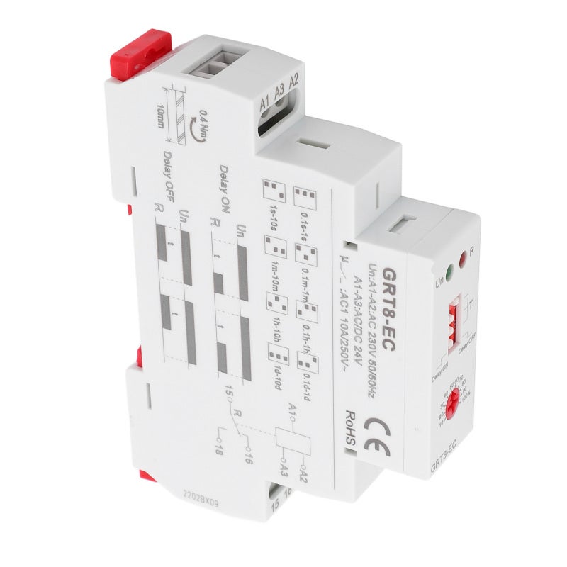 GEYA مرحل زمني مزدوج الوظيفة AC230V AC24V DC24V - مؤشر LED - غلاف ABS - تأخير قابل للتعديل من 0.1 ثانية إلى 10 أيام للتحكم الآلي في المعدات الإلكترونية - Image 2