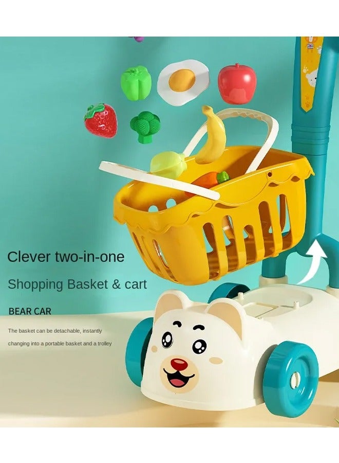 Kids Shopping Cart Trolley Play Set Mini Little Shop Shopping Trolley Toy Mini Supermarket Cart Pretend Play Set for Kids Shipping Car Play House Game Pretend Play Kitchen Game  - Image 5