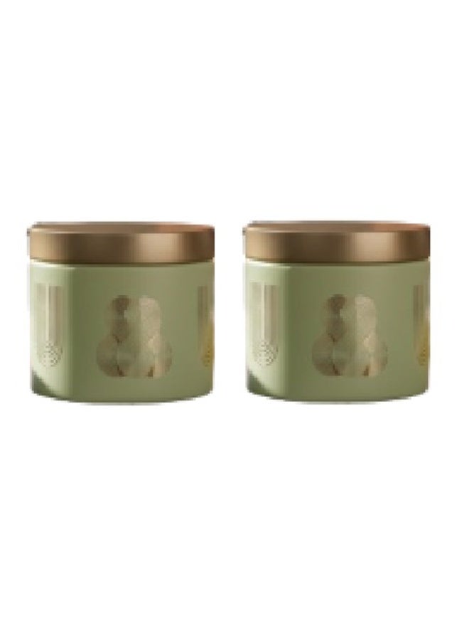 CROCO JAR Premium Color Coated & Printed Design Round shape container 375 ML OPK PISTA U & 8 DESIGN WITH GLODEN CAP 2 PCS - Image 1