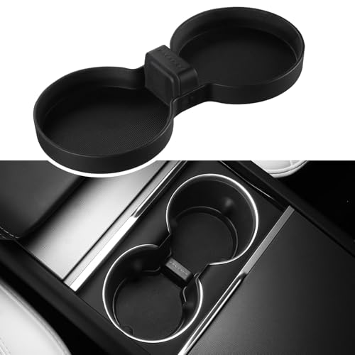 BASENOR Cup Holder Insert Mat for 2026 2025 Tesla Model Y Juniper 2024 2025 2026 Tesla Model 3 Highland TPE Cup Holder Coaster Center Console Mat Tesla Accessories StandardPremiumPerformance - Image 1