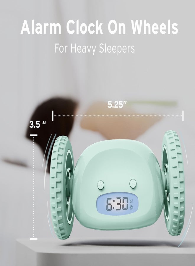 CLOCKY Extra Loud Alarm Clock for Heavy Sleepers on Wheels Rolls Runs Away Vibrating, Easy to Set Super Smart Snooze Digital Bed Shaker Alarm Clock Funny Gift for Adults Kids Teens Bedrooms (Mint) - Image 2
