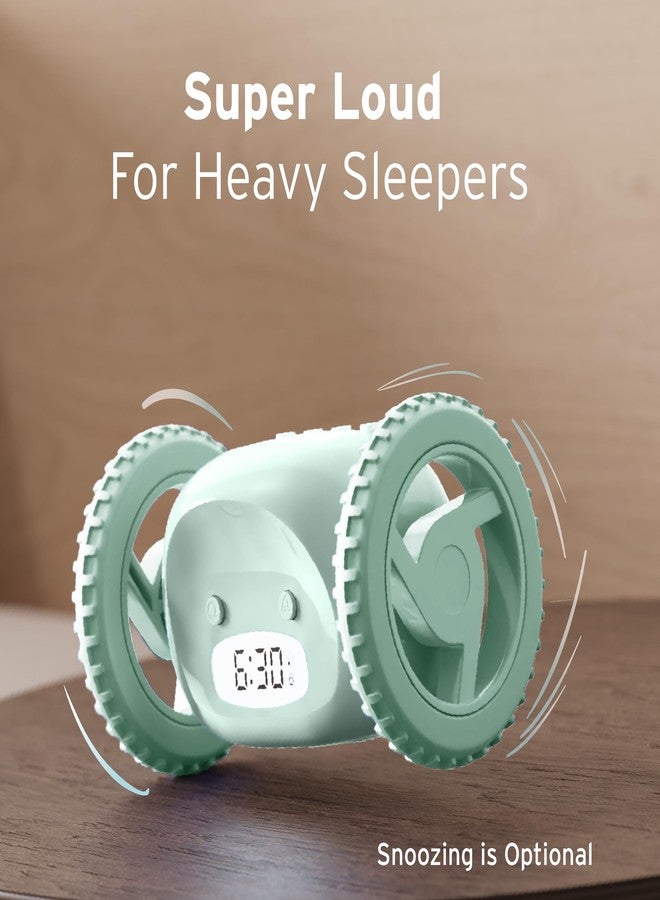 CLOCKY Extra Loud Alarm Clock for Heavy Sleepers on Wheels Rolls Runs Away Vibrating, Easy to Set Super Smart Snooze Digital Bed Shaker Alarm Clock Funny Gift for Adults Kids Teens Bedrooms (Mint) - Image 3